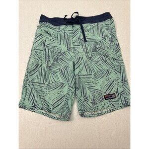 Patagonia Mens Stretch Wavefarer Boardshorts Green Abstract Size